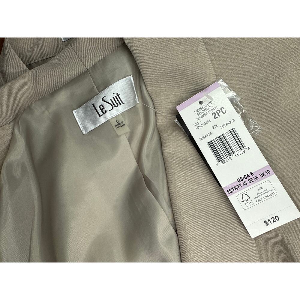 New With Tags Women's Le Suit Two Piece Pant Suit Set Size 6 Color: Summer Straw - Picture 7 of 14